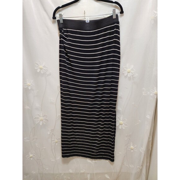 Old Navy Womens Black Medium Maxi Skirt Classic Striped High Waist Stretchy Fall - Picture 10 of 16